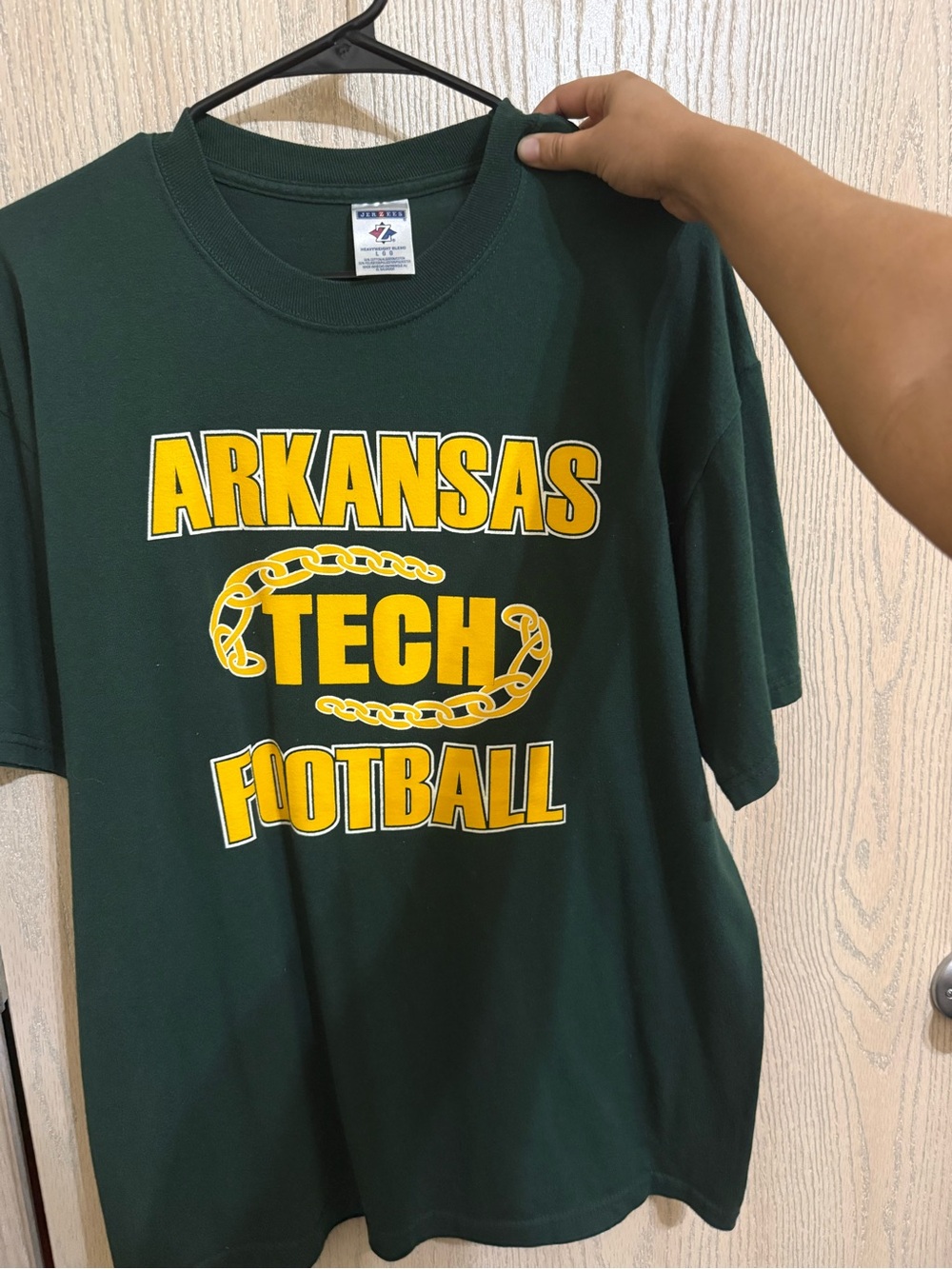 Men’s Arkansas Tech Football Graphic Tee Large Green Oversized